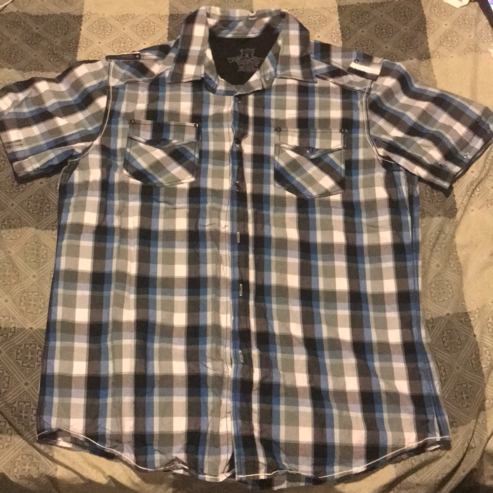 Xios plaid shirt sleeve shirt button down